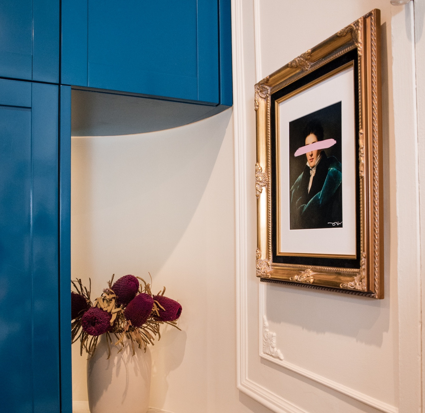 This frame has a great Parisian vibe and the velvet mat board is my favorite thing about it  