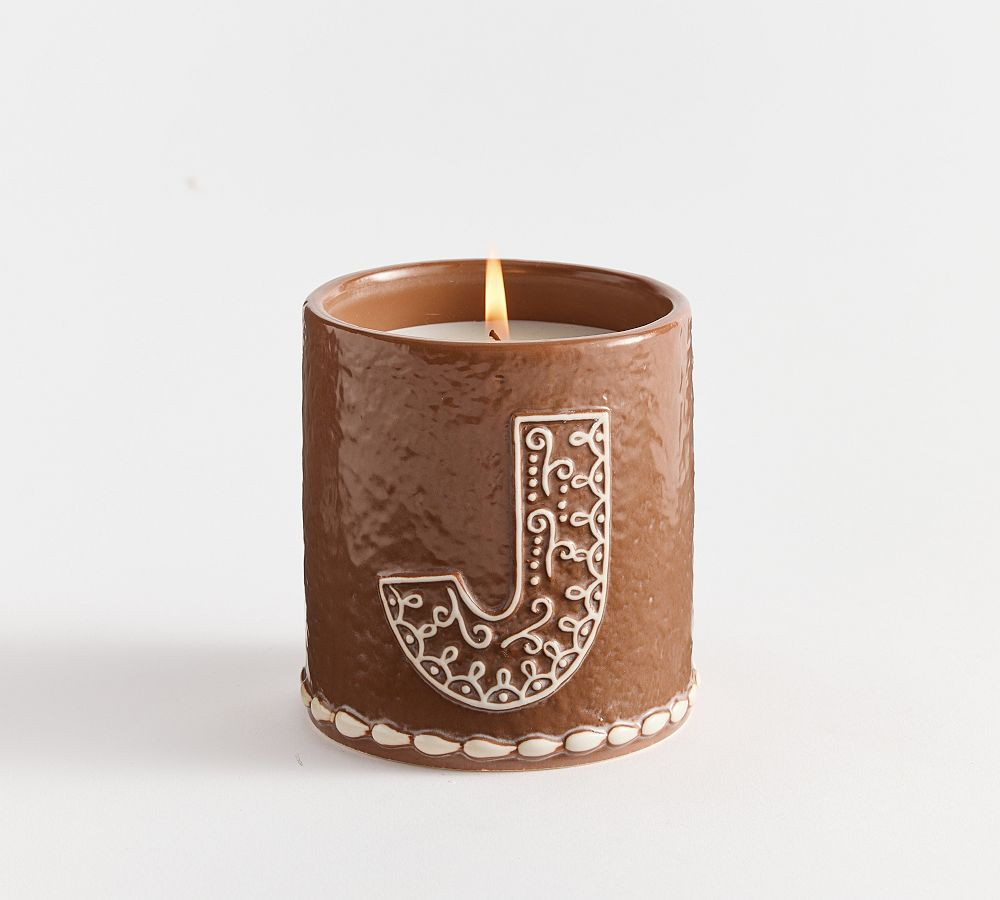 Gingerbread Alphabet Candle: J: Small (Gingerbread Spice) | Pottery Barn (US)