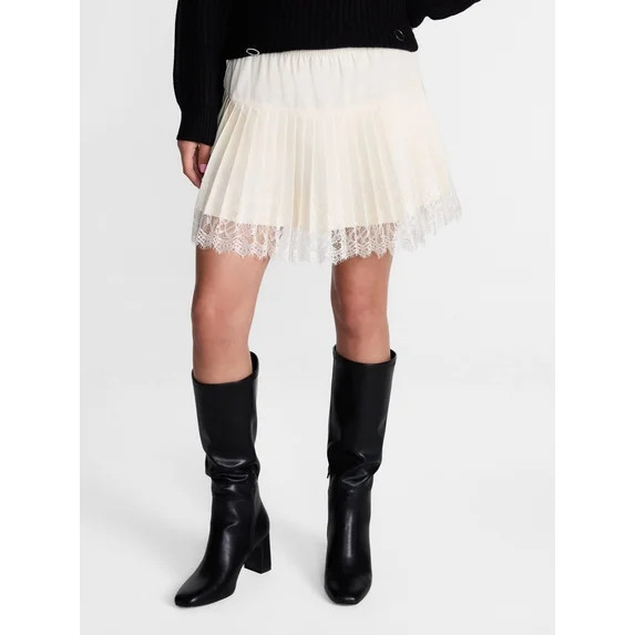 Madden NYC Women's Pleated Skort with Lace Trim, Sizes XXS-XXL | Walmart (US)