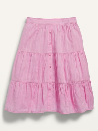 Textured Dobby Button-Front A-Line Skirt for Girls | Old Navy (US)