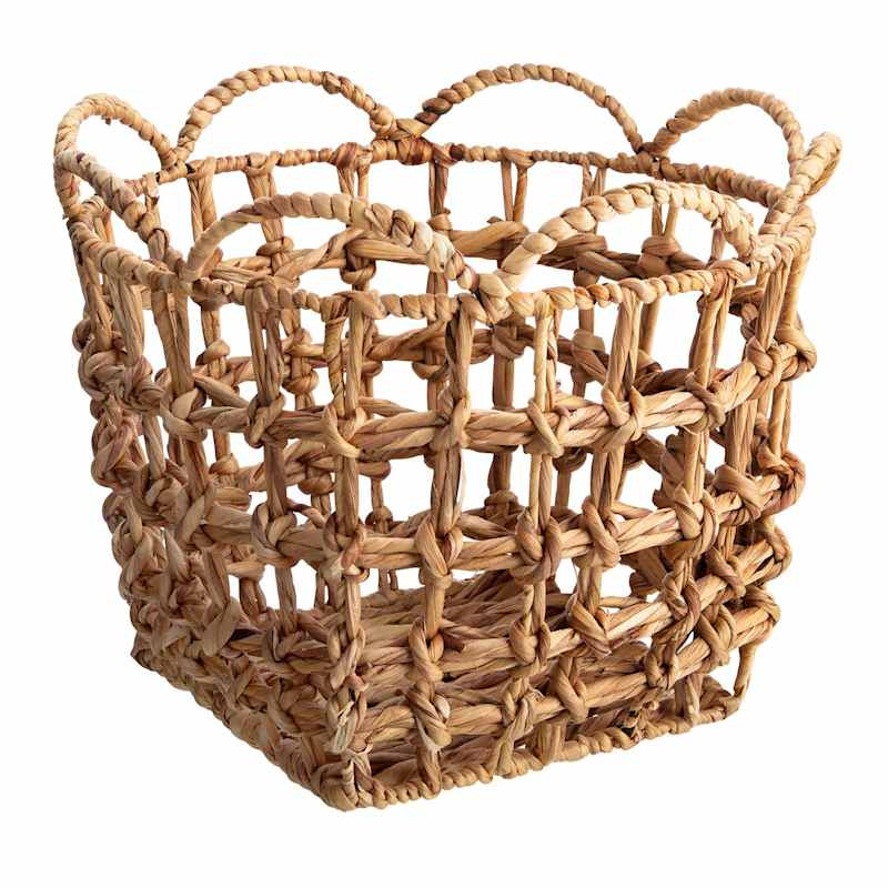 Scallop Edge Water Hyacinth Storage Basket, Medium | At Home