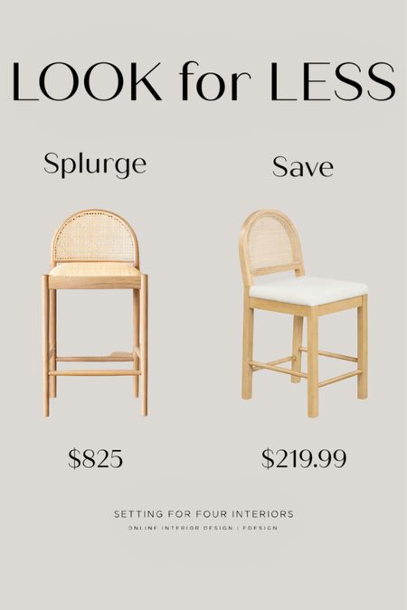 Look for less! Counter stools with beautiful arch back, wood and rattan details. Upholstered. The save version is on sale too! 
Save or splurge. 
Kitchen refresh.

Modern organic design layering neutrals with natural finishes. 

design inspo, room design, refresh, redesign, remodel

Setting For Four Interiors
Designer and True Color Expert®
Virtual Interior Design and Paint Color Services

Studio McGee, McGee and Co, Nathan James, sale 

#LTKFind #LTKsalealert #LTKhome