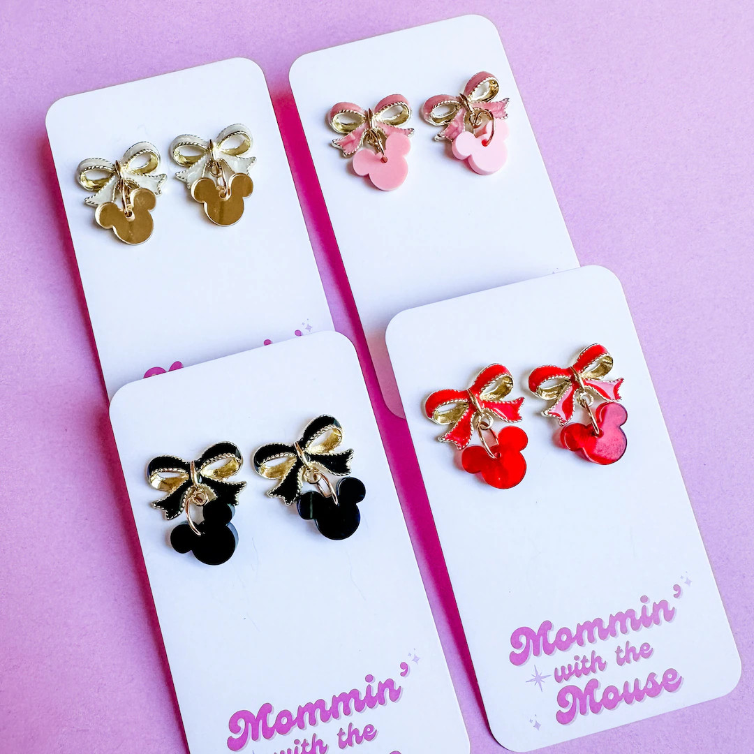 Coquette Bow Mickey Earrings | Princess Style Bowknot Dangle Earring | Mouse Bow Jewelry - Etsy | Etsy (US)