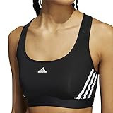 adidas Women's Standard Training Medium Support 3 Stripes Bra, Black/White, Small DD | Amazon (US)