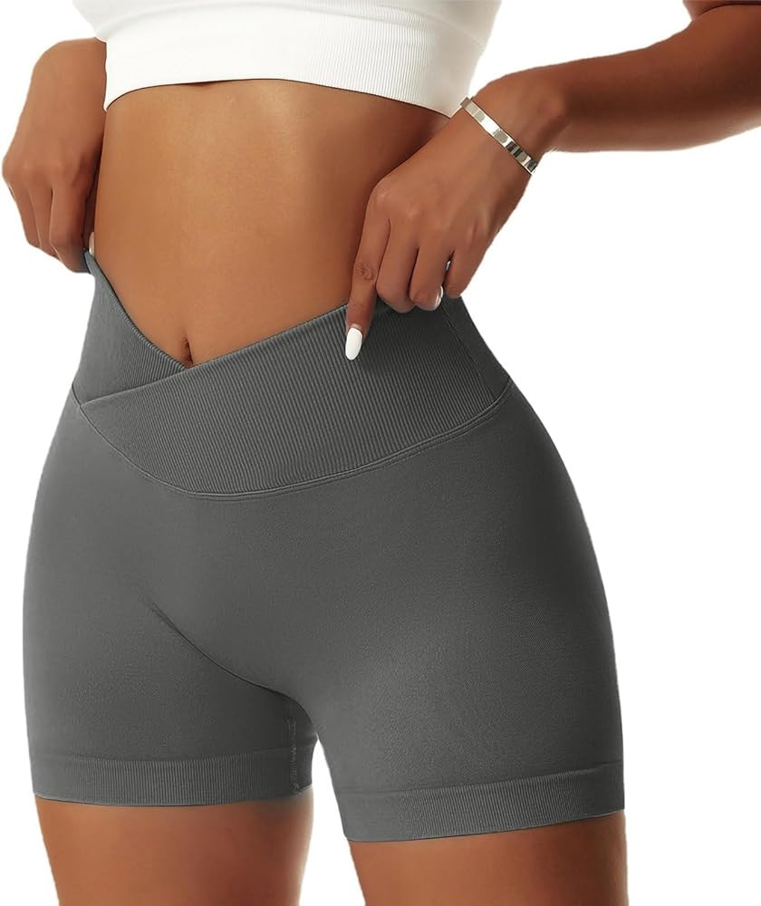 Vertvie Women's Workout Gym Shorts Booty V Cross Spandex Yoga Biker Shorts Scrunch Butt High Wais... | Amazon (US)