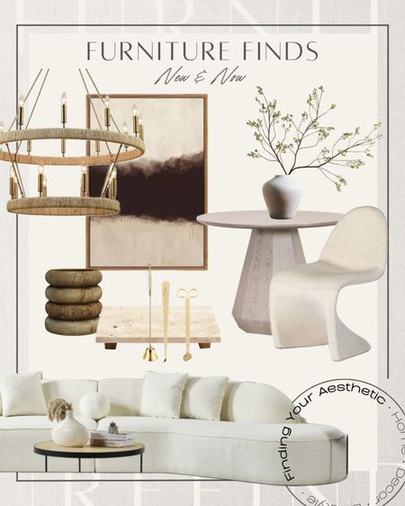 Recent furniture and home decor finds I am loving 🤎

Brass wagon wheel chandelier // modern farmhouse chandelier // modern curved dining chair // japandi style sofa // large sofa curved // travertine tray // abstract wall art // oversized stems // organic modern decor // stone planter // Amazon home // crate & barrel // west elm home 

#LTKHome #LTKSaleAlert