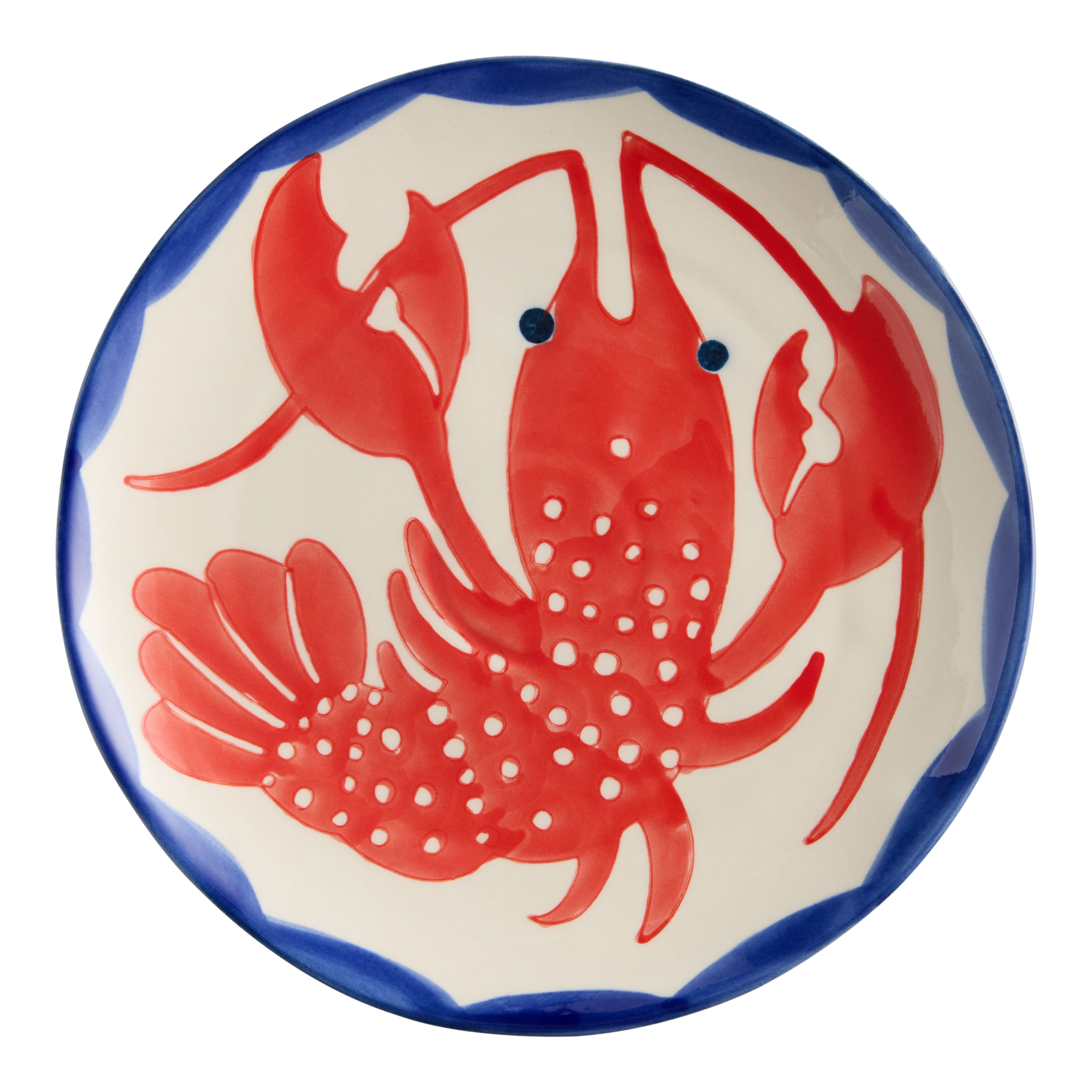 Blue and Red Lobster Hand Painted Salad Plate | World Market