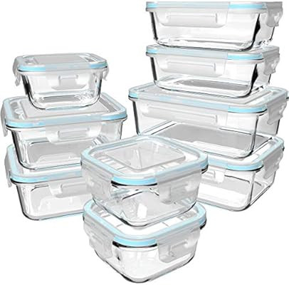 18 Piece Glass Food Storage Containers with Lids, Glass Meal Prep Containers, Glass Containers fo... | Amazon (US)