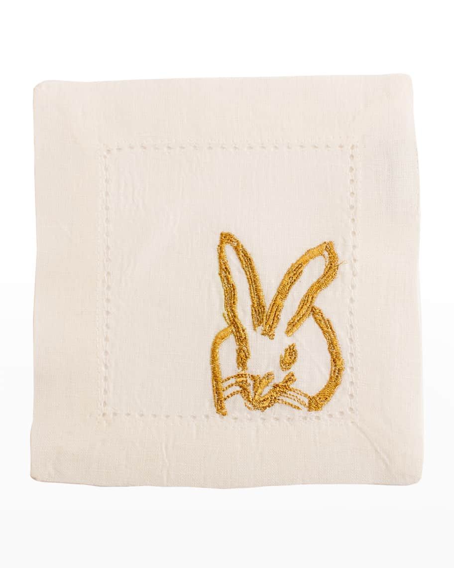 Embroidered Bunny Linen Cocktail Napkins, Set of 6 | Neiman Marcus