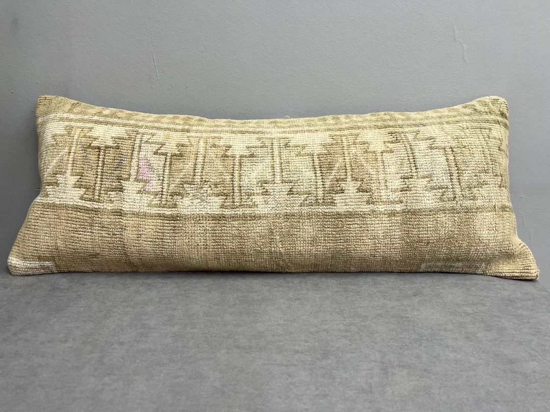 Vintage Lumbar Pillow, 14x36 Pillow Cover, Turkish Rug Pillow, Cushion Cover Outdoor, Oushak Rug ... | Etsy (US)