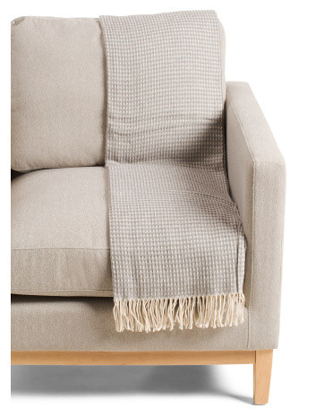 Waffle Knit Fringe Throw | Polyester/Cotton/Acrylic | Marshalls