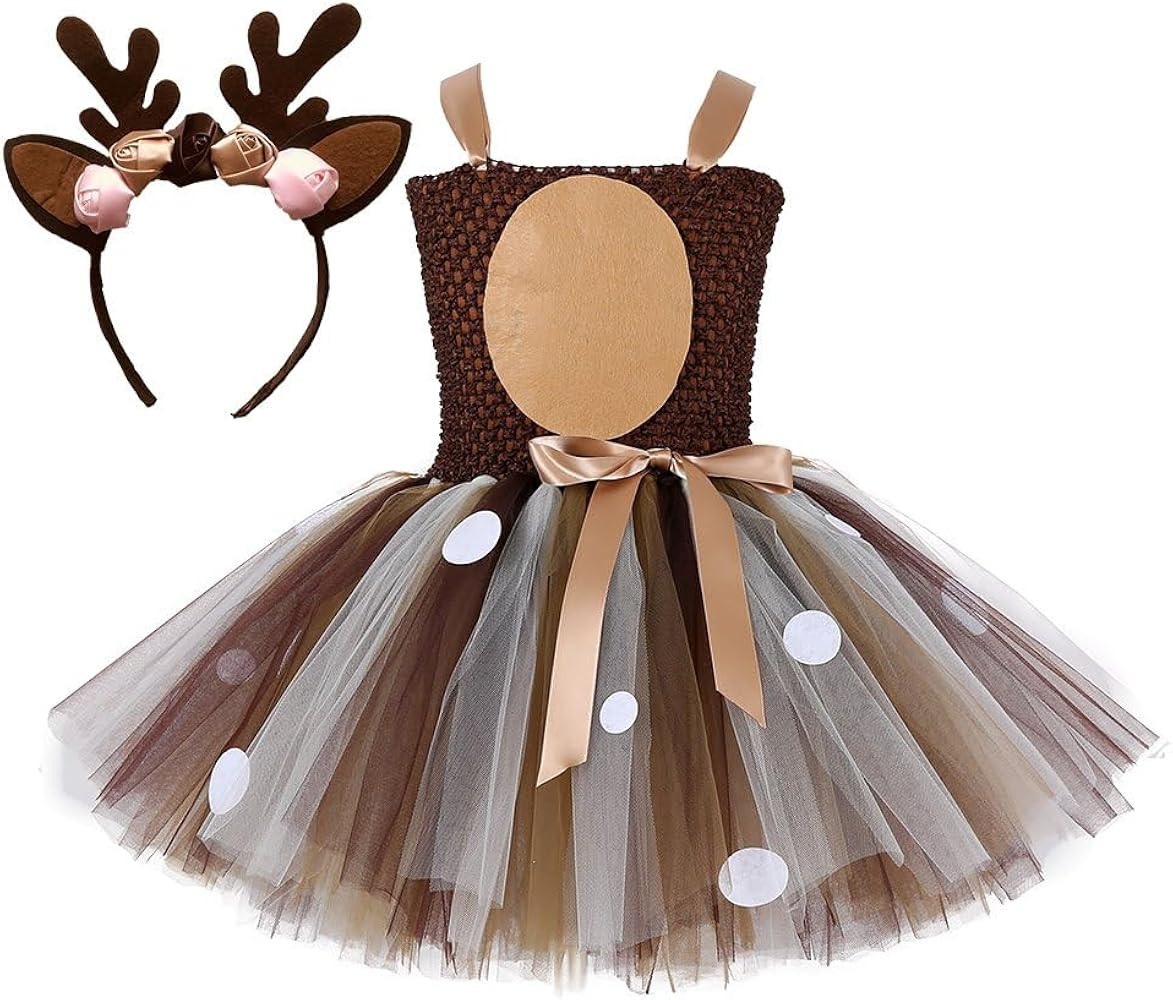 Tutu Dreams Halloween Animal Costumes for Kids Girls 1-10Y Reindeer Giraffe Tiger with Headband H... | Amazon (US)