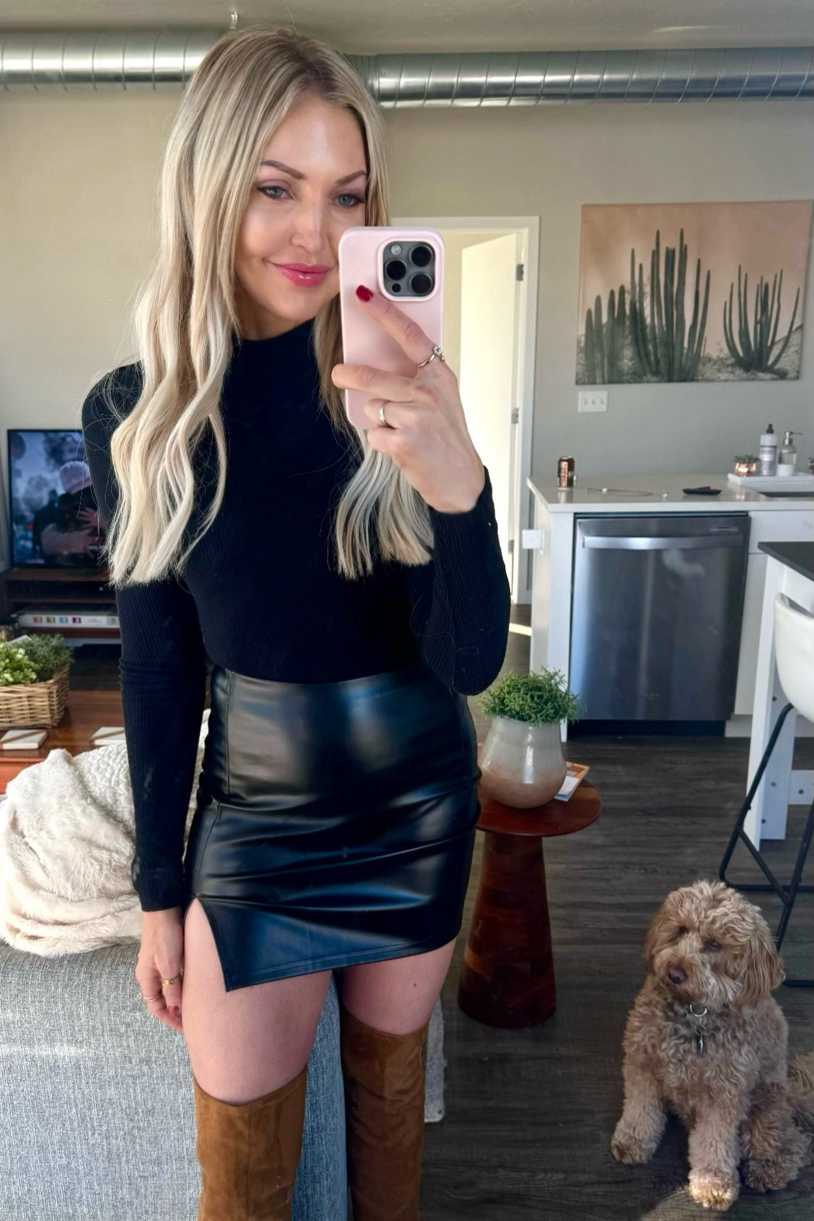 Faux black leather skirt + mock neck bodysuit 🖤

Wearing size XS in both top and skirt 

#LTKHoliday #LTKCyberWeek