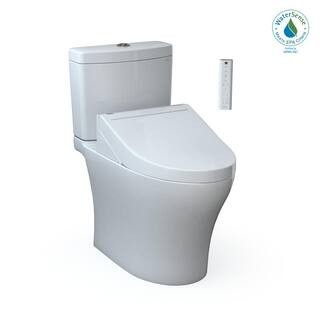 TOTO Aquia IV Cube 12 in. Rough In Two-Piece 0.9/1.28 GPF Dual Flush Elongated Toilet in Cotton W... | The Home Depot