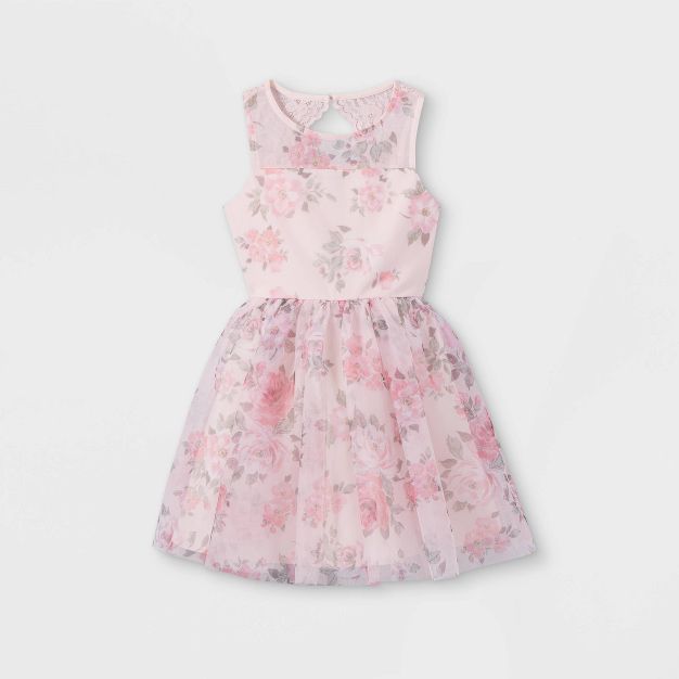 Zenzi Girls' Sleeveless Floral Ombre Dress with Lace Back Detail - Pink | Target