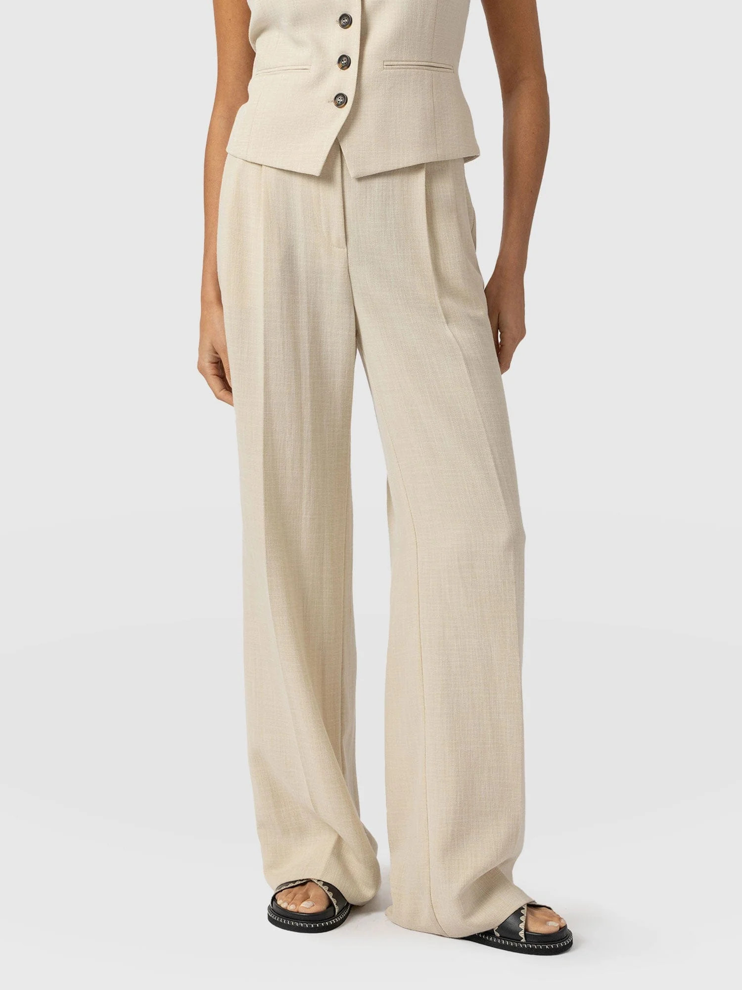 Argent Wide Leg Pant - Cream | Saint + Sofia UK