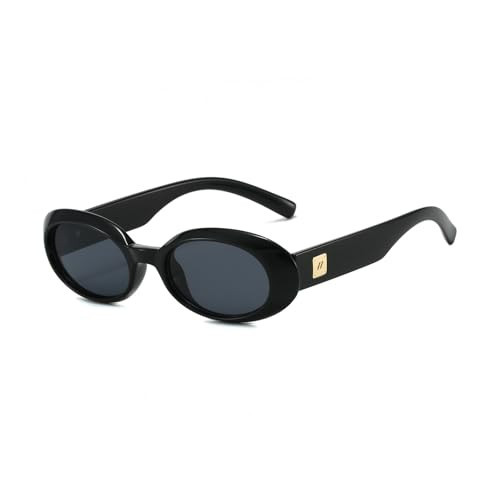 CUBWOSE Retro Oval Sunglasses for Women Fashion Cat Eye Sun Glasses Ladies 90s Vintage Oval Shades(Black Frame/Black Lens) | Amazon (US)