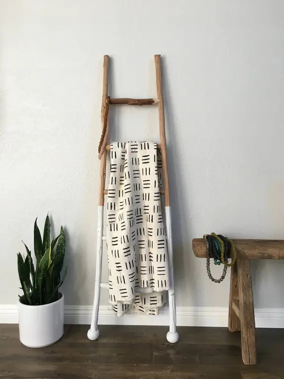 Mud Cloth Throw - Black and Cream White | Etsy (US)