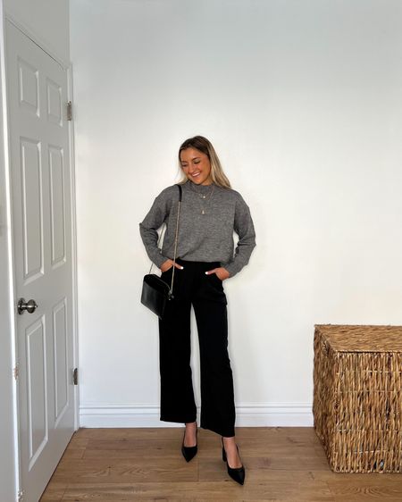 Business casual outfit idea / office ready outfit idea 🖤 

Code styledbymckenz24Q1 for 15% off your SheIn trousers and sweater