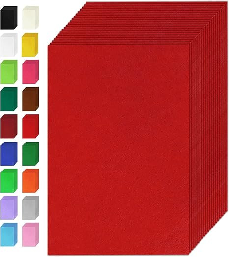 Red Felt Fabric Sheets 20 Pcs 7" X 11", 1mm Thick Assorted Color Sewing Crafts Felt for DIY Patch... | Amazon (US)