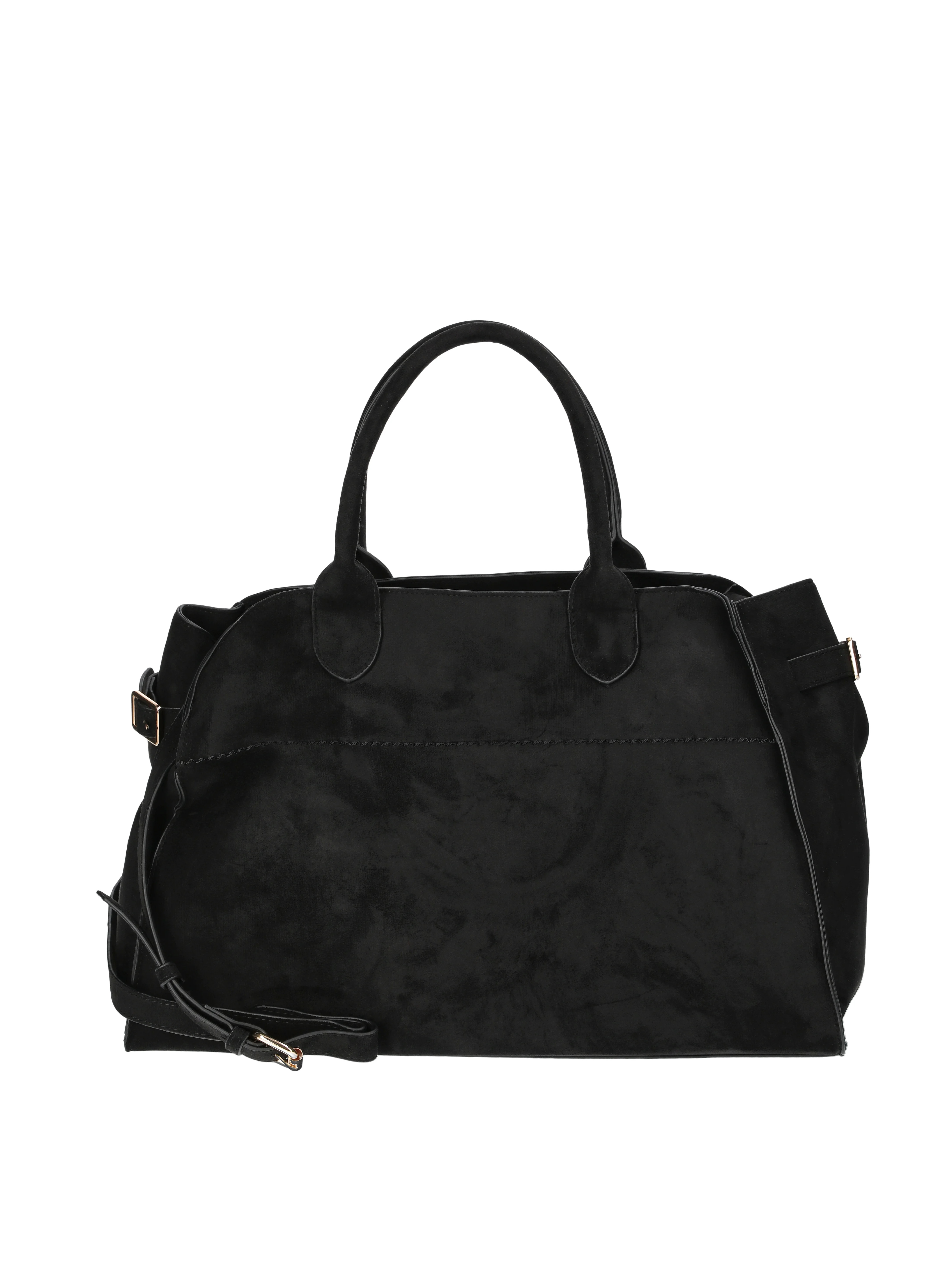 Time and Tru Women's Sage Satchel Soft Faux Suede Tote Bag, Black | Walmart (US)