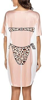 Ekouaer Women's Bikini Shirt Cover Up Short Sleeve Cute Bikini Print Cover-Up Baggy T Shirt Dress... | Amazon (US)