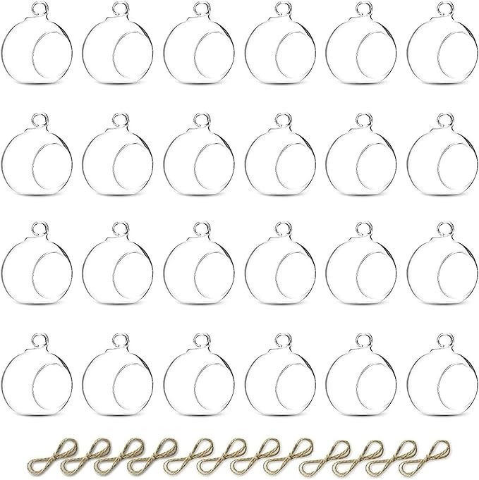 Nuptio 24 Pcs Hanging Glass Tealight Holder Globe 2.36" Diameter, Tea Light Candle Holders Weddin... | Amazon (US)
