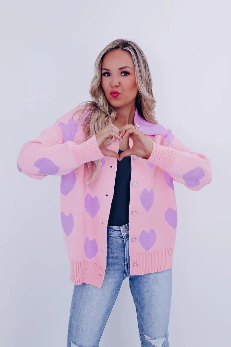 Your Heart's Desire Collared Cardigan - Purple | Whiskey Darling Boutique