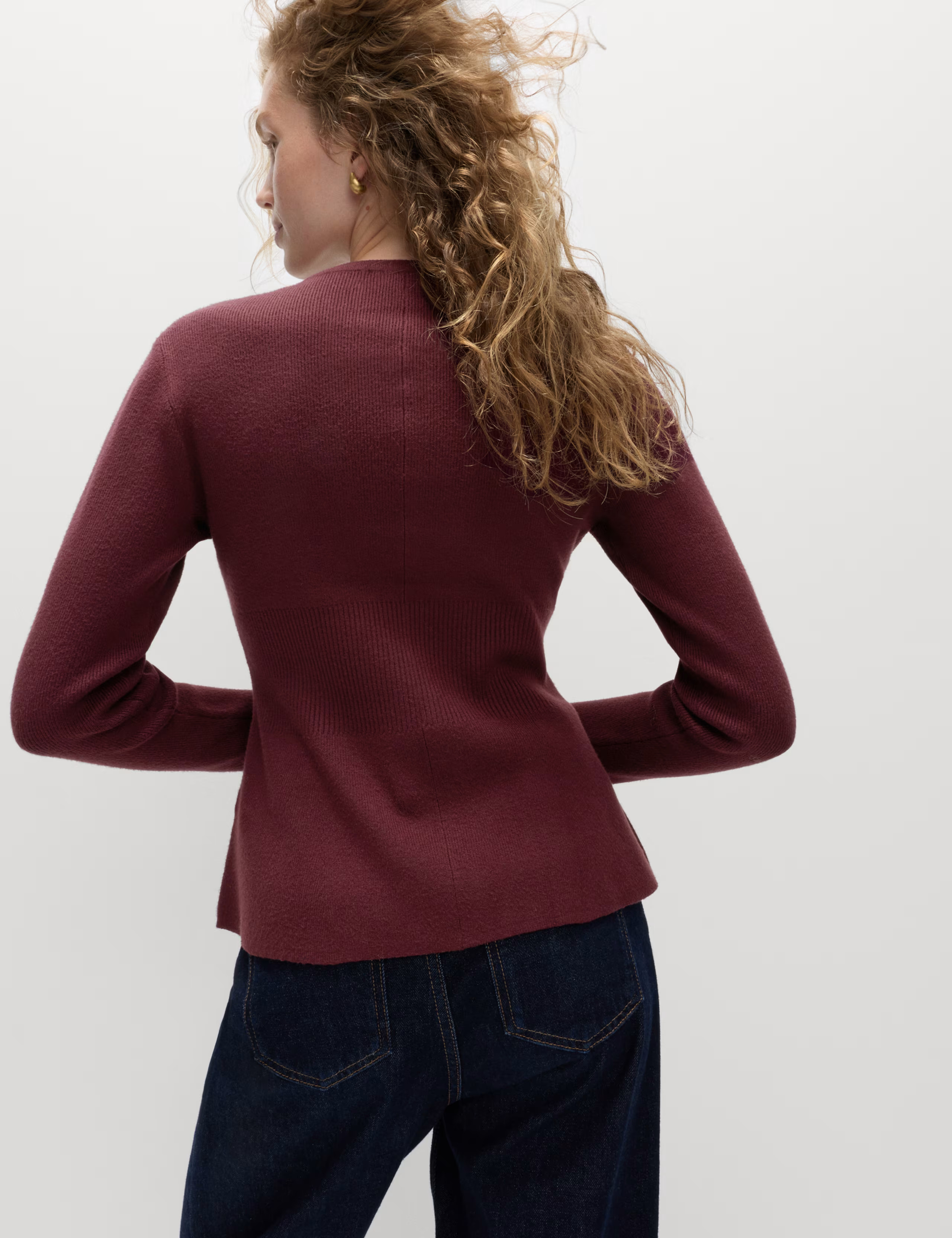 Soft Touch Crew Neck Peplum Fitted Cardigan | Marks & Spencer (UK)