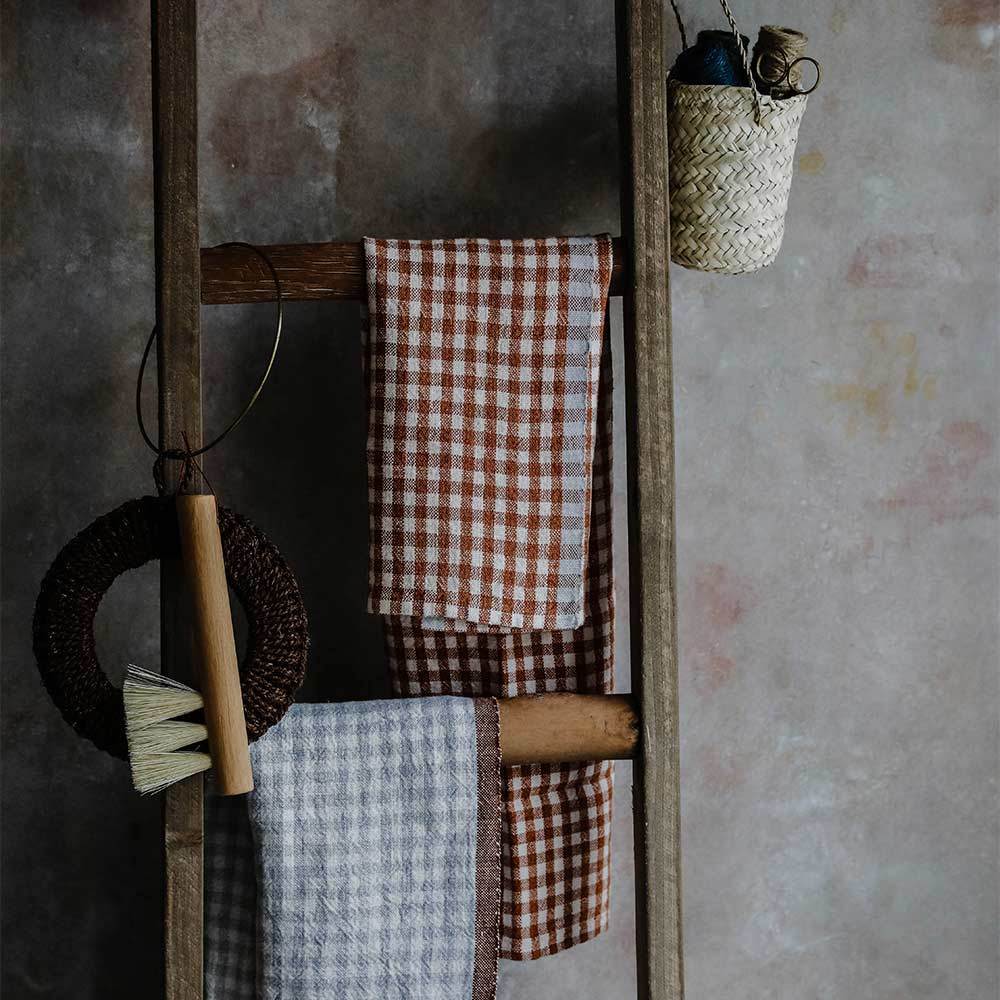 Gingham Linen Dish Towel - Cinnamon | Roan Iris