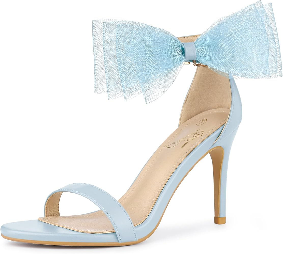 Perphy Open Toe High Heels Ankle Strap Bow Tie Stiletto Heel Sandals for Women | Amazon (US)