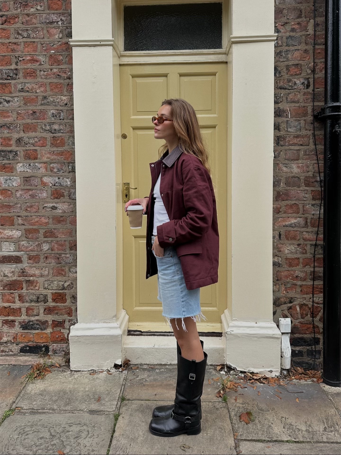Barn jacket, burgundy jacket, biker boots, knee high boots, denim shorts, autumn outfit, fall outfit, 4th and reckless, asos 

#LTKautumn #LTKwinter #LTKuk