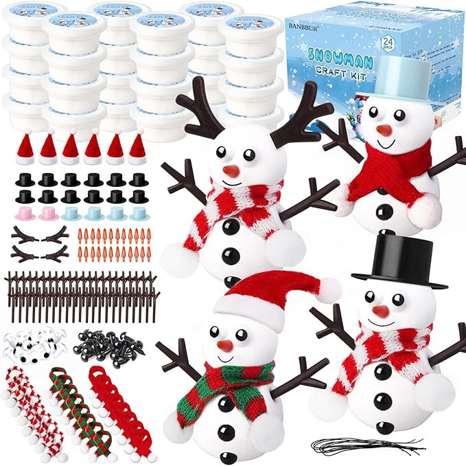 BANBBUR 24 Pack Stocking Stuffers for Kids,Christmas Crafts for Kids Bulk,Build a Snowman Kit,DIY... | Amazon (US)