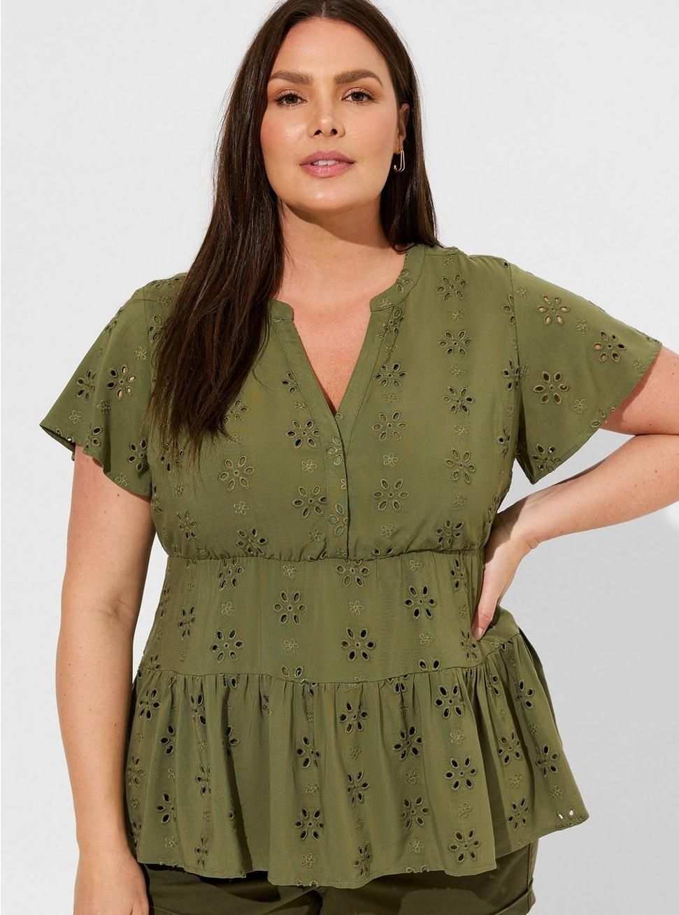 Babydoll Eyelet Tiered Top | Torrid (US & Canada)