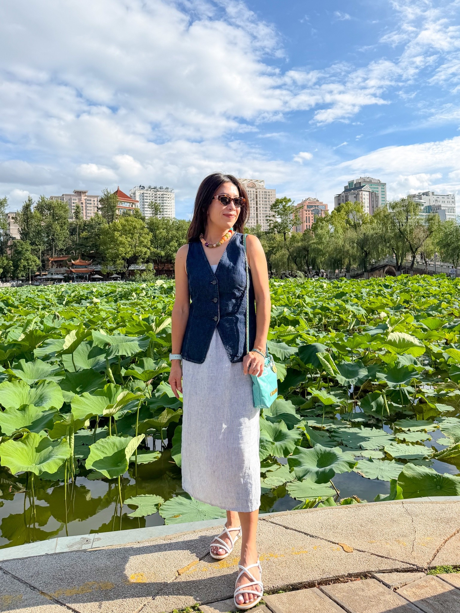 Adding long Denim vest over dress, instantly slimming down!

#LTKOver40 #LTKootd