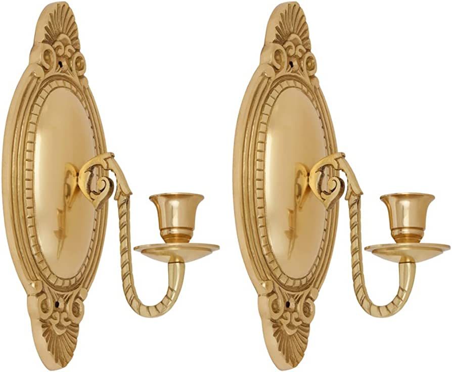 Solid Brass Wall Sconce Candle Holder 9 1/8 Inches H Victorian Vintage Style Decorative Candlesti... | Amazon (US)