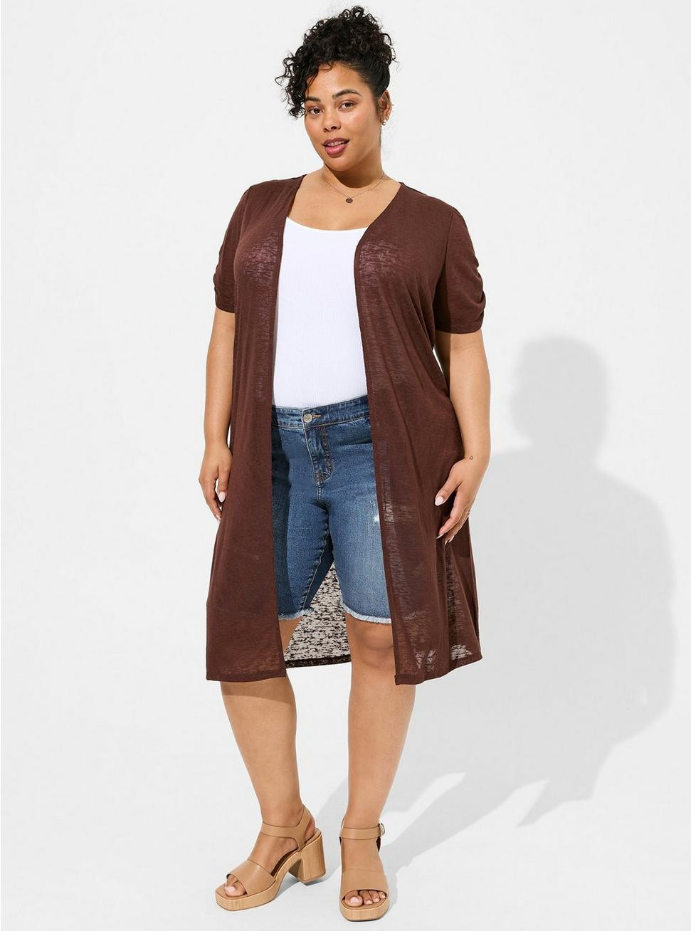 Slub Duster Ruched Short Sleeve | Torrid (US & Canada)