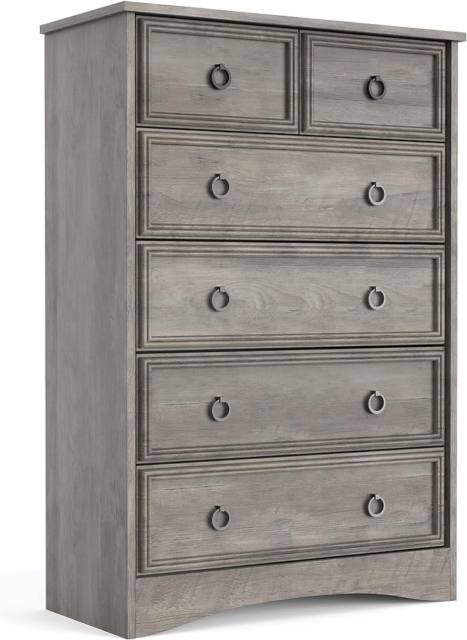 LGHM Modern 6 Drawer Dresser, Dressers for Bedroom, 44.33" Tall Chest of Drawers Closet Organizer... | Amazon (US)