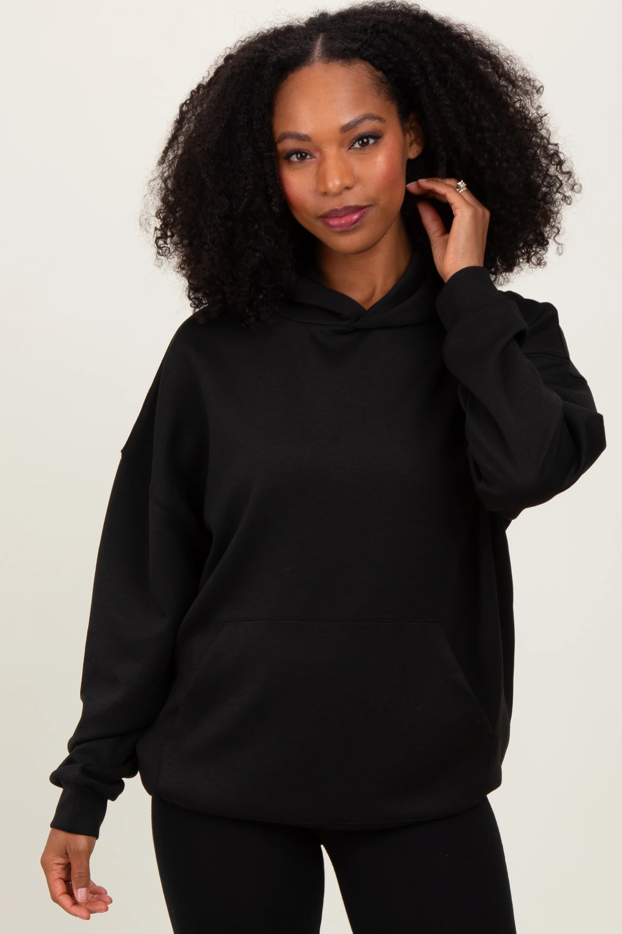 Black Basic Hoodie Sweatshirt | PinkBlush Maternity