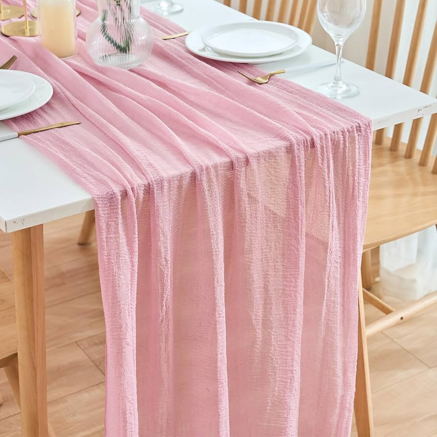 Putros Cheesecloth Table Runner Dusty Rose 10FT Boho Gauze Cheese Cloth Table Runners 120 Inches ... | Amazon (US)