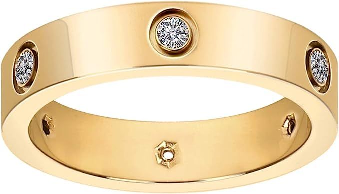 Fashion Classic 18K Gold Plated Titanium Steel Women Stacking Ring Best Gifts Couples Valentine's... | Amazon (US)