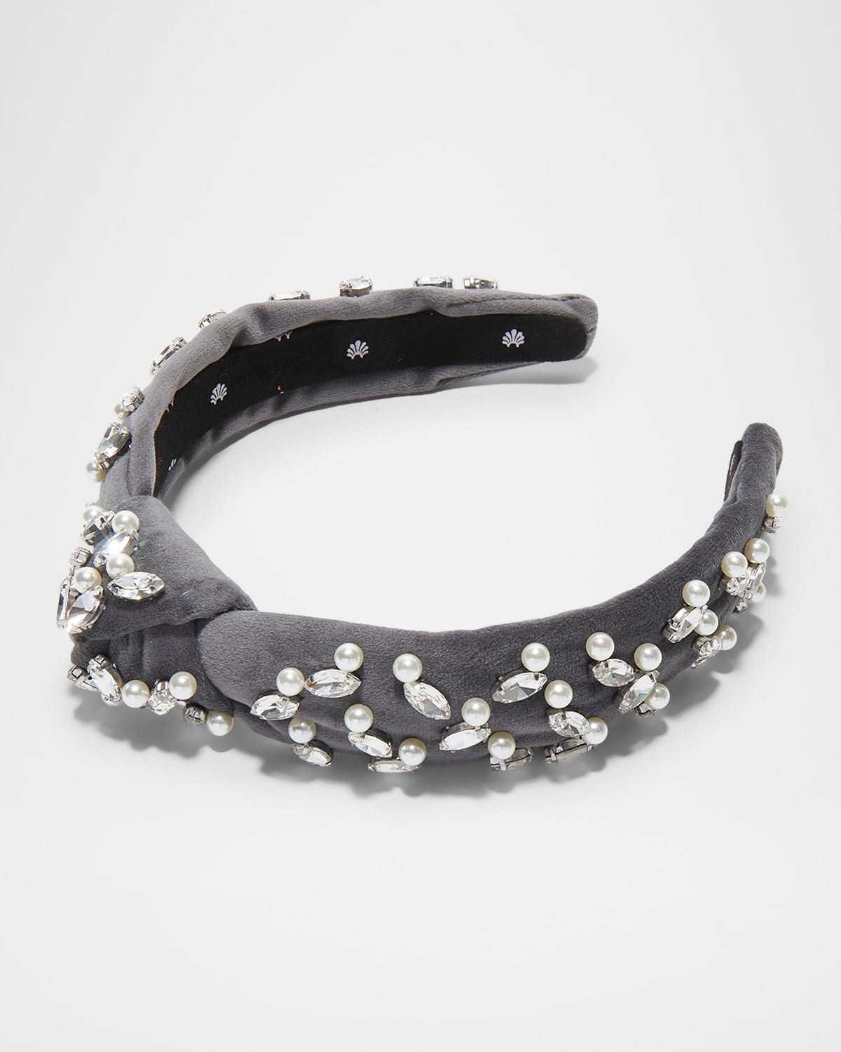 Slim Knotted Crystal-Embellished Velvet Headband | Neiman Marcus