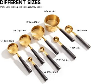 Amazon.com: LaGoldoo Measuring Cups and Spoons Set of 8 Pcs, Father's Day Gifts Gold Measuring Cu... | Amazon (US)