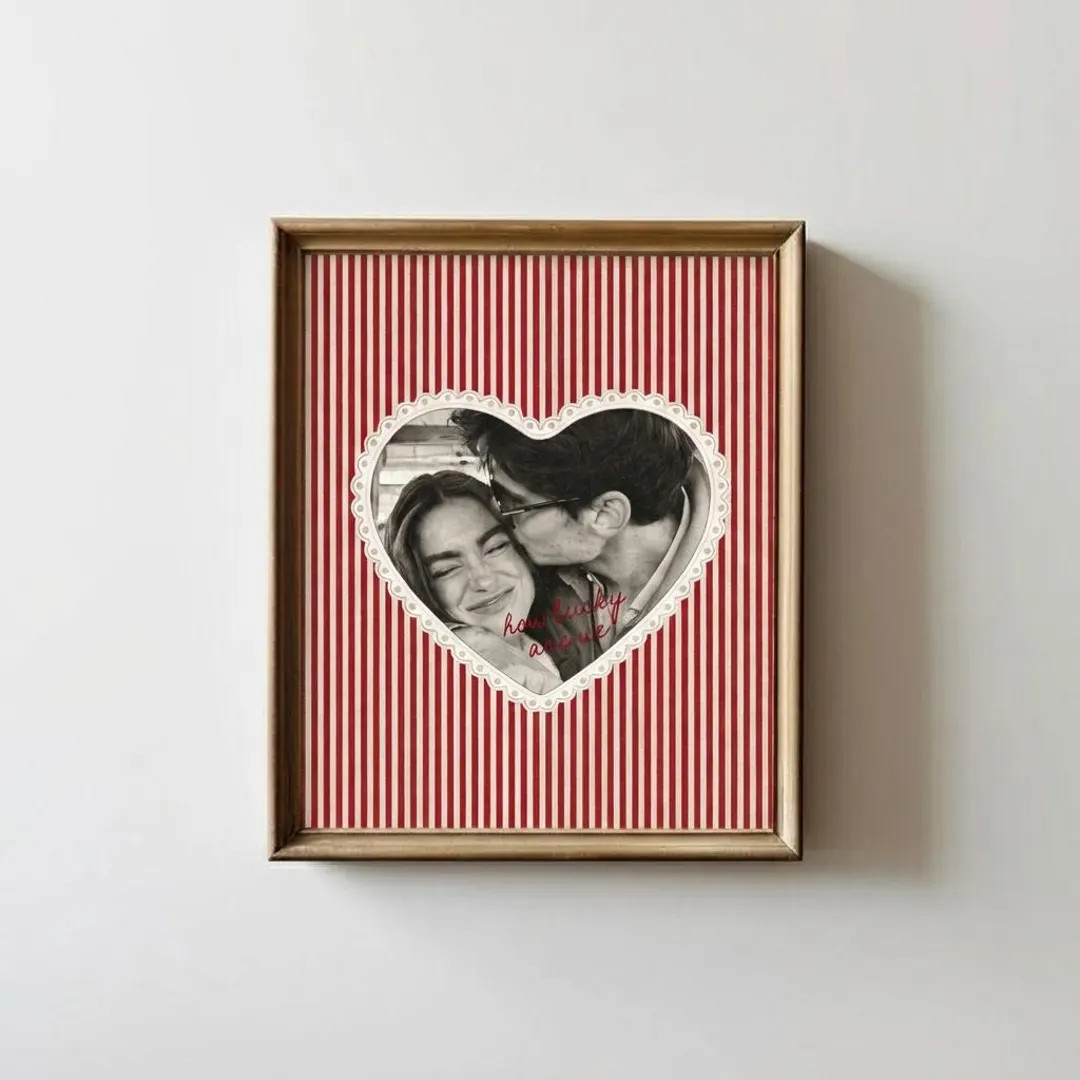 Custom Valentine Photo Print, How Lucky Are We Wall Art, Personalized Couple Portrait, Romantic V... | Etsy (US)