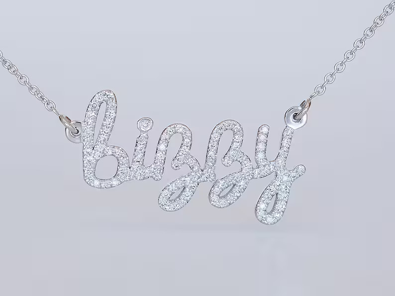 Custom Name Necklace, Custom Diamond Necklace, Personalized Gold Name Necklace, 14K Name Pendant,... | Etsy (US)