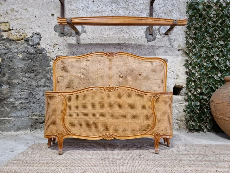 Antique French Cane French Bed Louis XV Corbeille Style | Etsy (US)