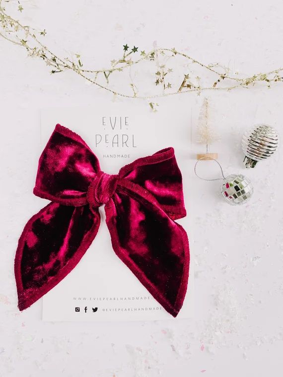 Large Oversized Red Velvet Hair Bow for Christmas Maroon Dark | Etsy | Etsy (US)