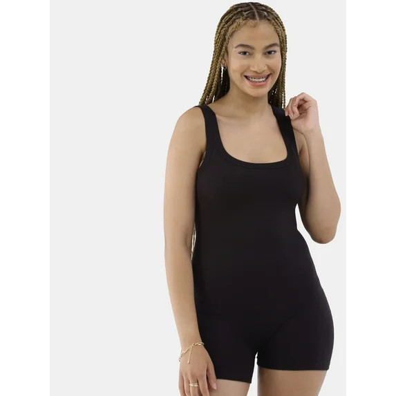 No Boundaries Cotton-Blend Ribbed Cozy Romper, Women’s - Walmart.com | Walmart (US)