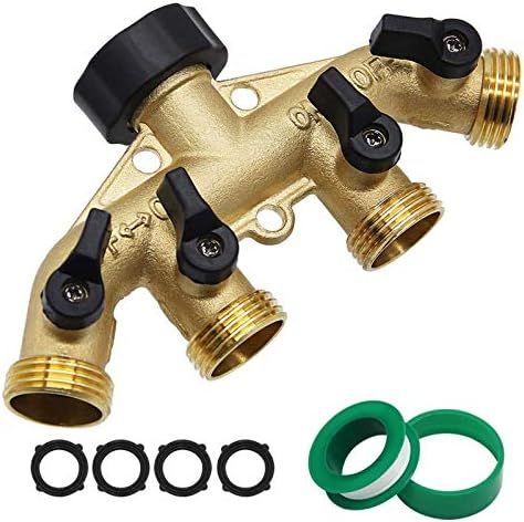 Twinkle Star 4 Way Heavy Duty Brass Garden Hose Splitter, Hose Connector 3/4", Hose Spigot Adapte... | Amazon (US)