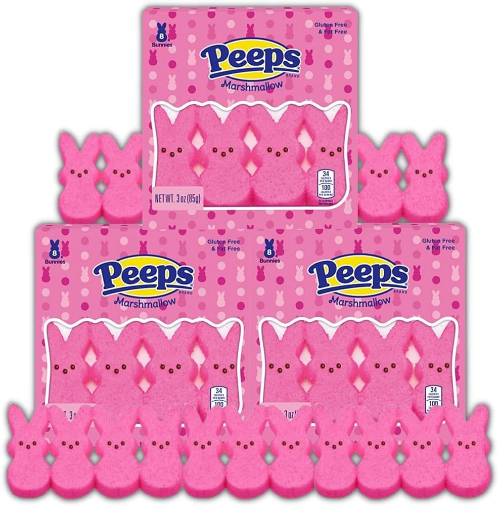 Peeps Marshmallow Candy Pink Bunnies, Original Flavored Bunny Shaped Marshmallows, Basket Stuffer... | Amazon (US)